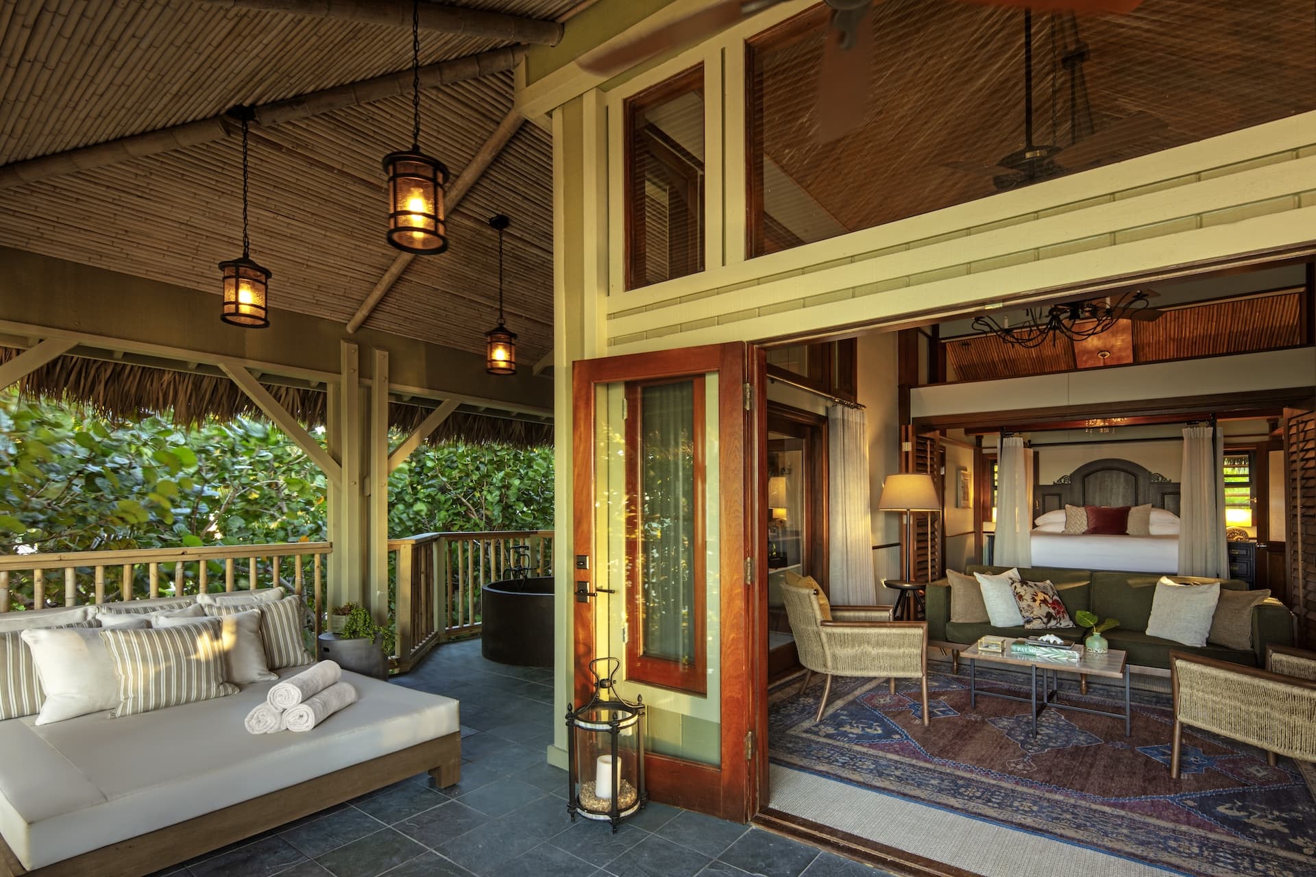 A patio off a room at Little Palm Island