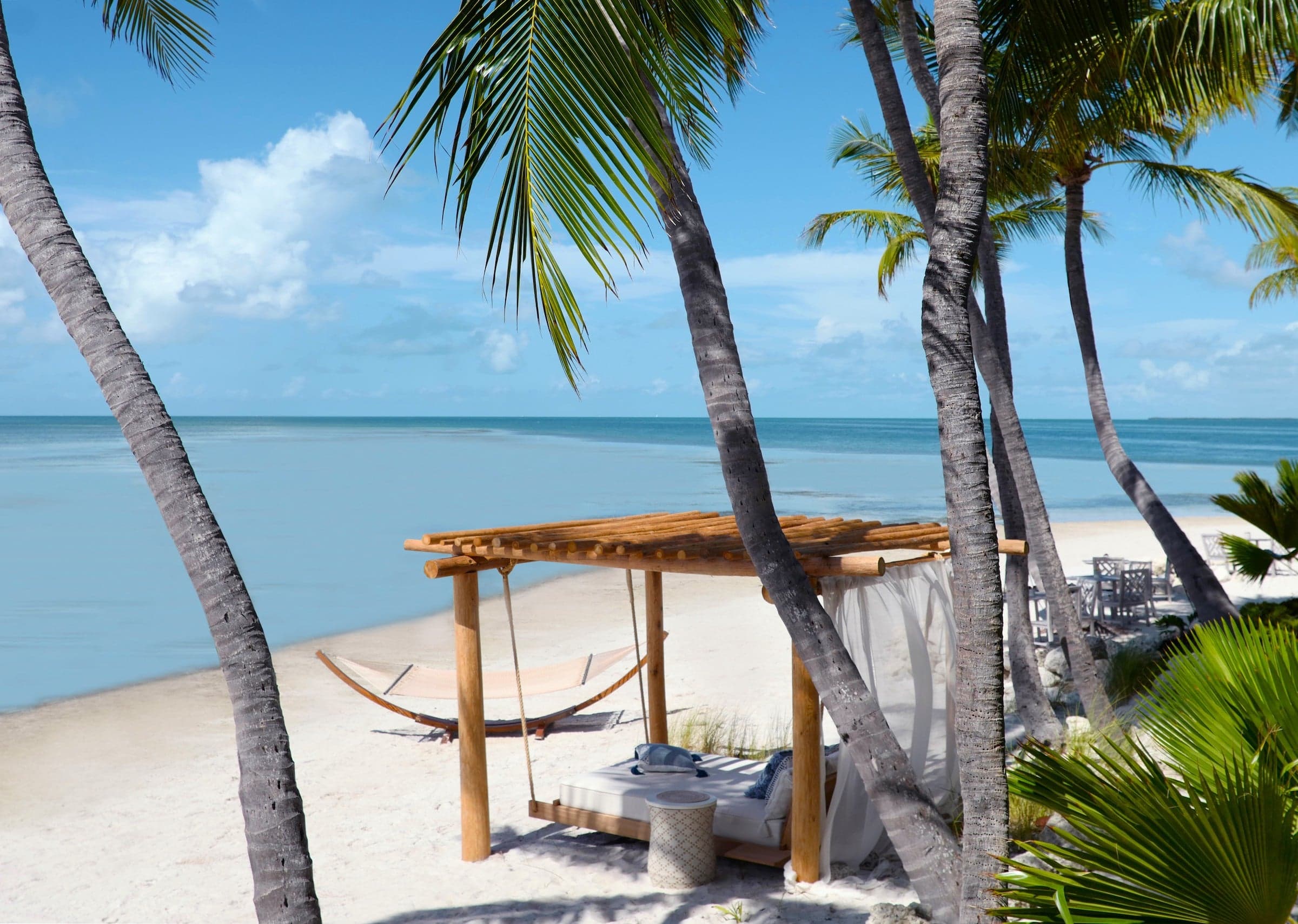 A cabana and a hammock on the beach