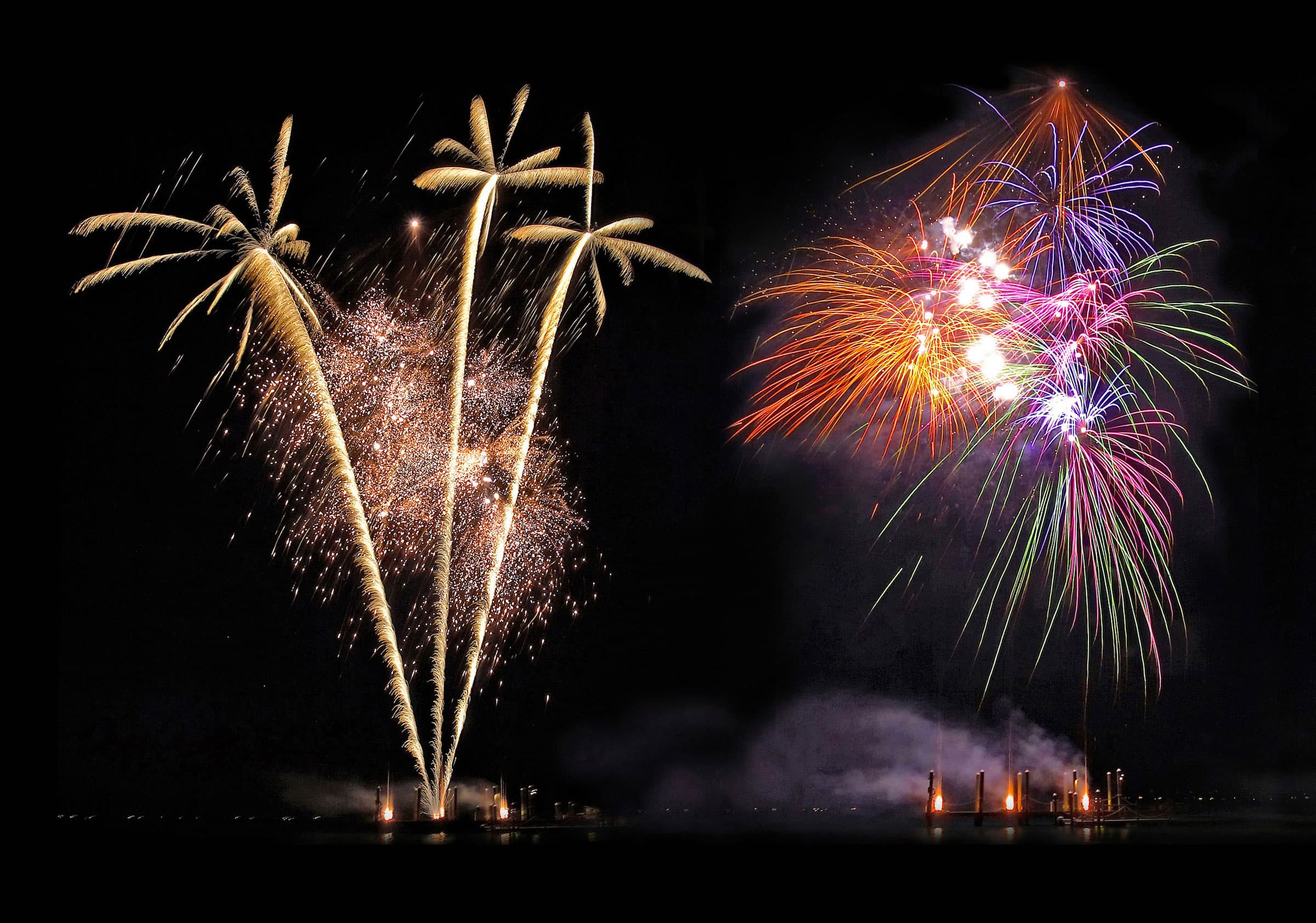 Fireworks off the private marina at Little Palm Island Resort