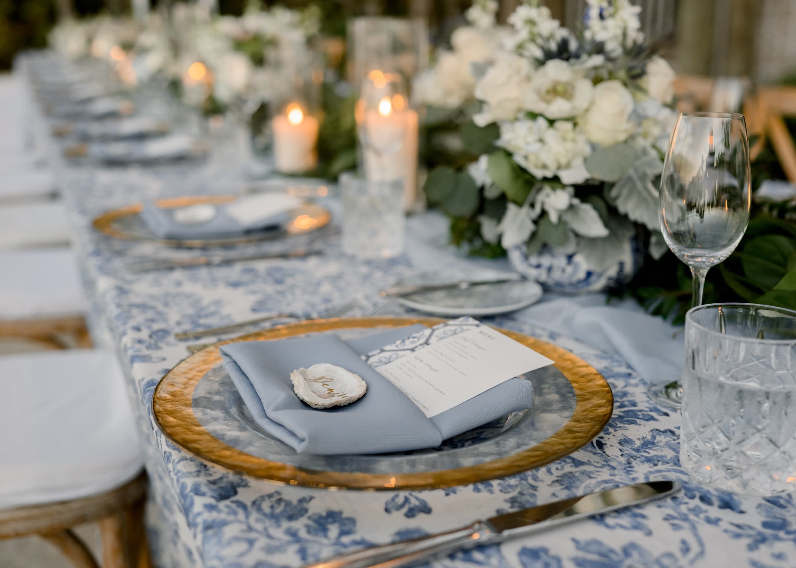 A table set for a wedding on Little Palm Island